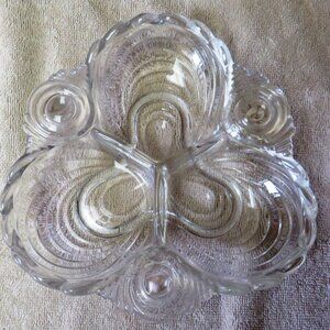 Cambridge Relish Dish Caprice Clear Glass - Vintage 1940s